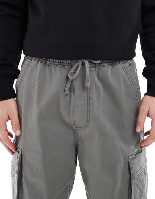 Hollister - Pantaloni cargo super ampi grigi, 5 di 5