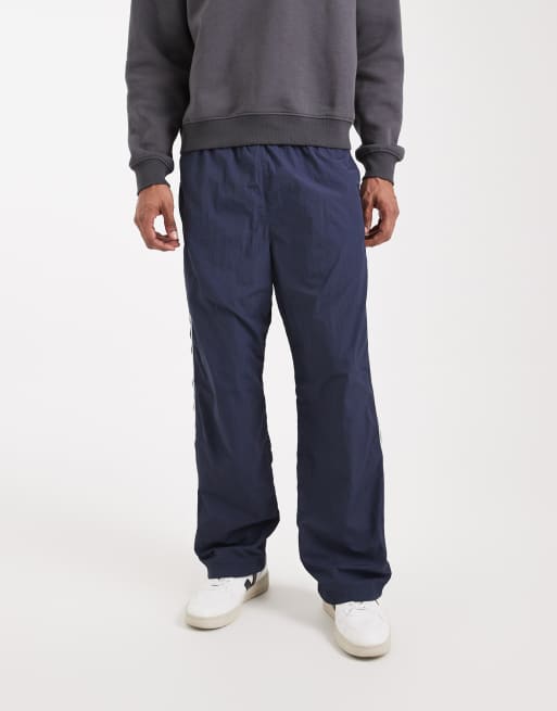 Hollister - Pantaloni sportivi larghi blu navy con cuciture a vista