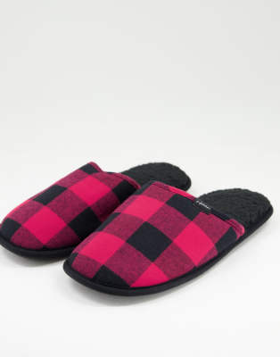 Hollister - Pantofole in rosso a quadri con logo piccolo