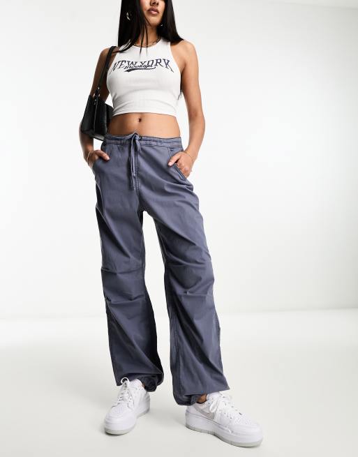 Hollister parachute pant in blue/grey | ASOS