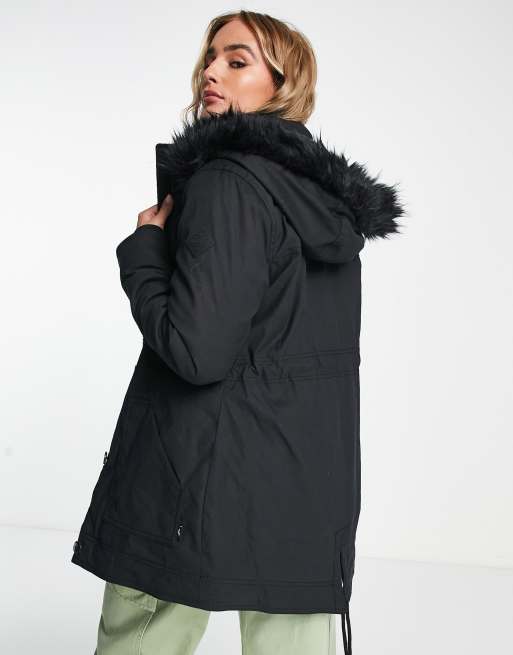 VESTE PARKA HOLLISTER LONGLINE DOWN TAMPON MANTEAU FEMME NOIR TAILLE PETITE