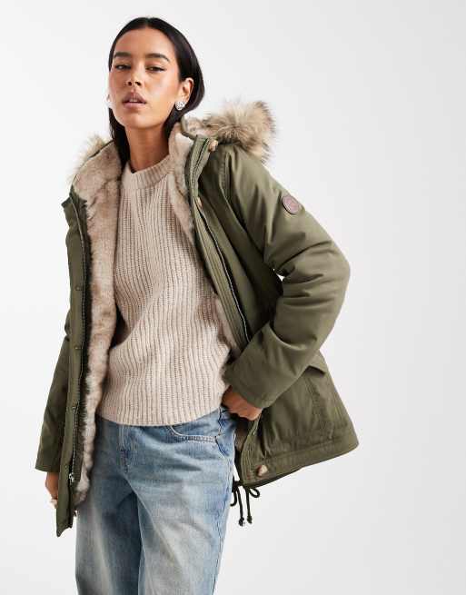 Hollister - Parka verde con fodera in pile soffice e cappuccio, 2 di 4