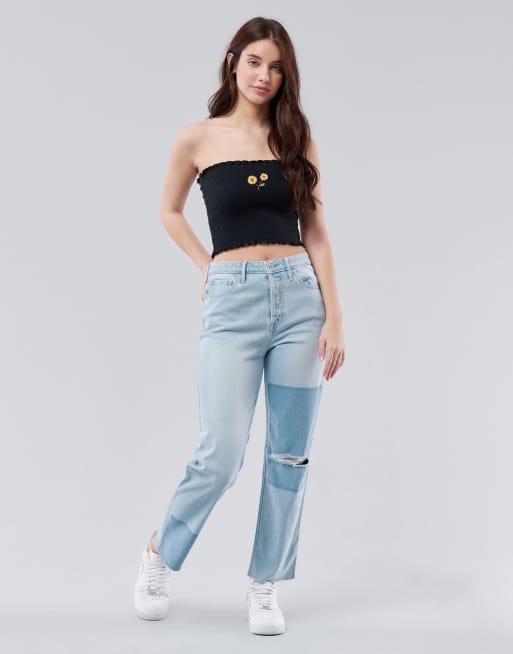 Hollister mom jeans in light wash blue, ASOS