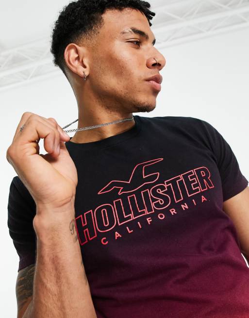 Hollister perspective ombre logo t-shirt in red, 3 of 4