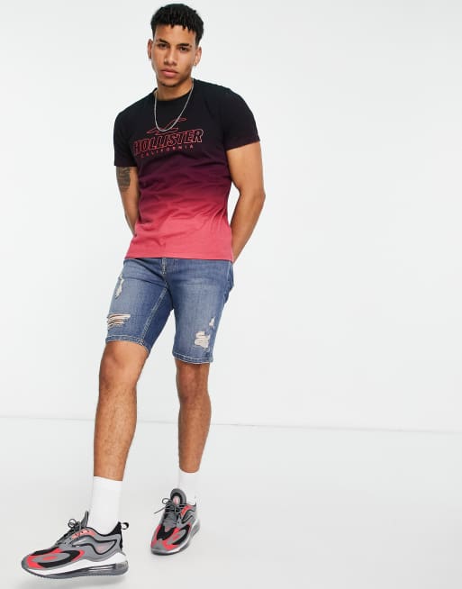 Hollister perspective ombre logo T-shirt in red, 4 of 4