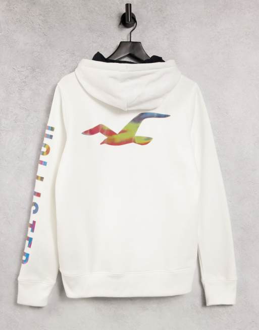 Hollister Holographic Ombré Logo Hoodie in White for Men