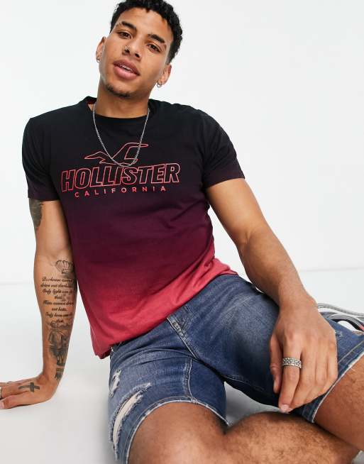 Hollister – Perspective – Röd t-shirt i ombré med logga