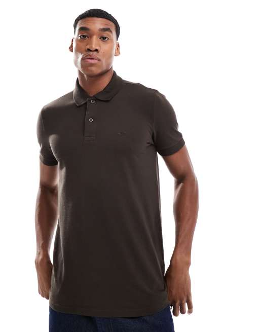 Hollister – Pikee-Polohemd in Braun mit Markenlogo