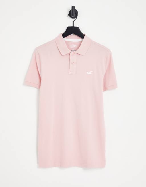 Hollister Pikee Polohemd in Rosa mit Markenlogo ASOS