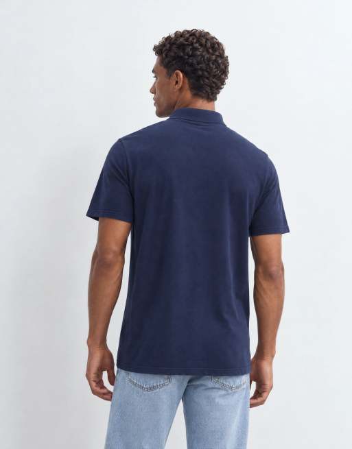 Hollister pikétröja med logga i marinblått med smal passform, 7 av 9