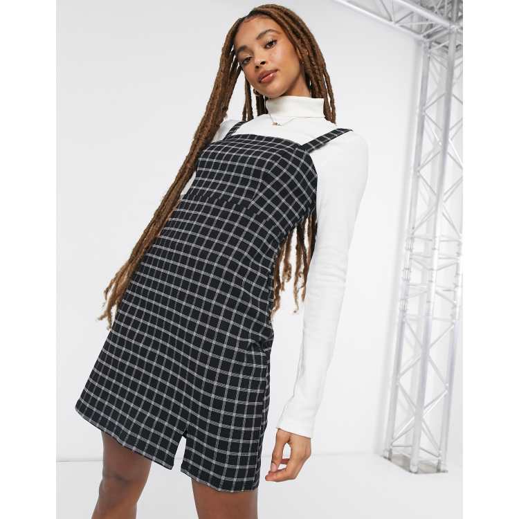 Hollister pinafore dress in black check ASOS