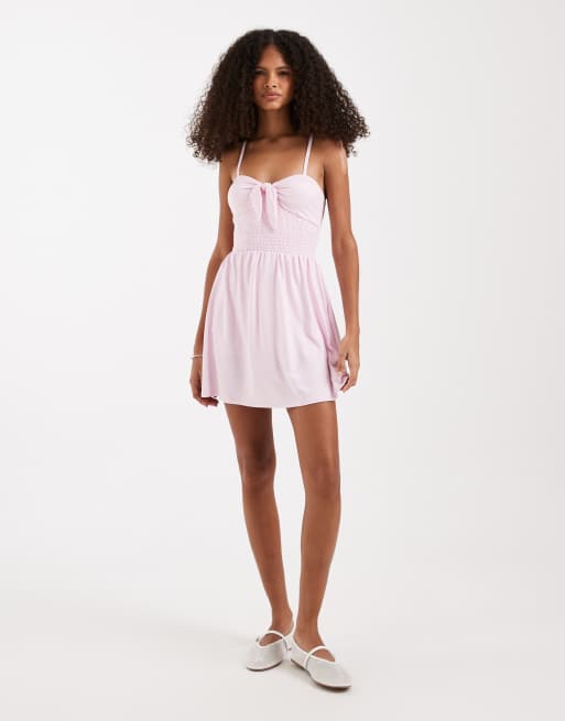 Hollister - Pink babydoll-minikjole med bindebånd, 2 af 4