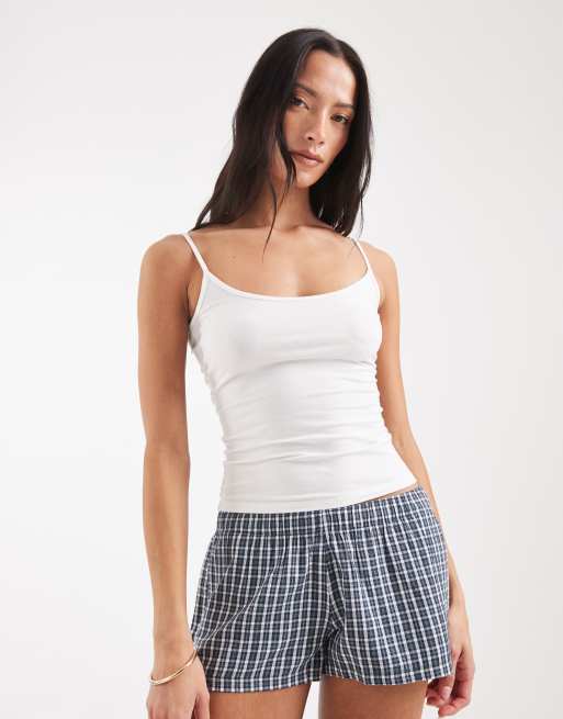 Hollister piżamowe bokserki w niebieską kratkę vichy