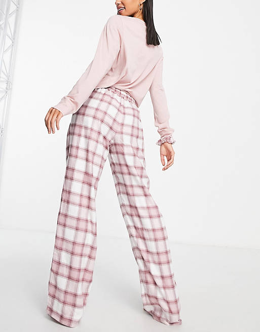 Hollister plaid pajama set in pink