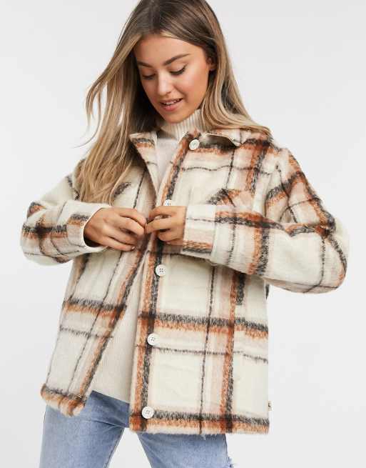 Hollister plaid shacket in tan check