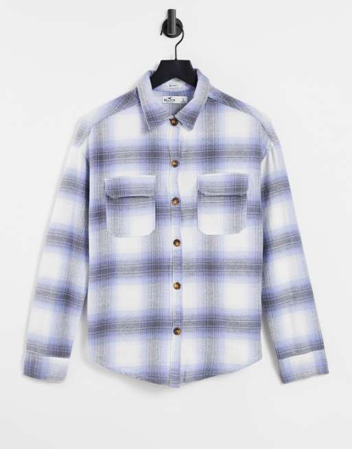 Hollister blue flannel clearance