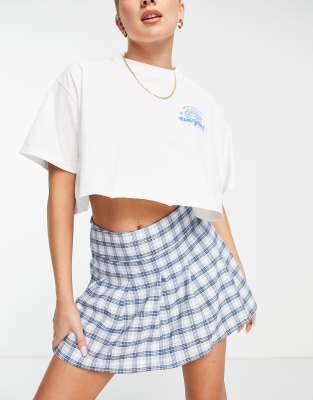 Hollister pleated mini skirt in blue plaid