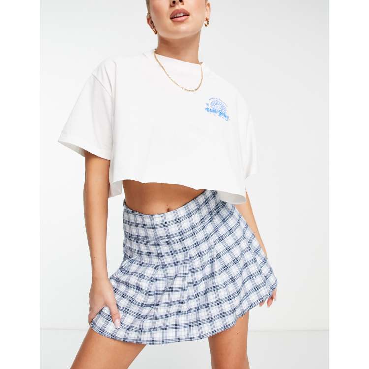 Light blue plaid midi skirt online