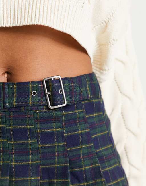 Green plaid skirt clearance hollister