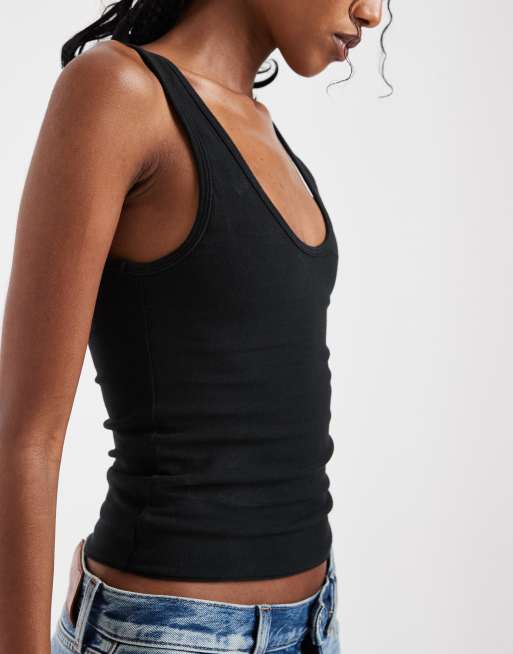 Hollister plunge neck tank top in black, 2 of 4