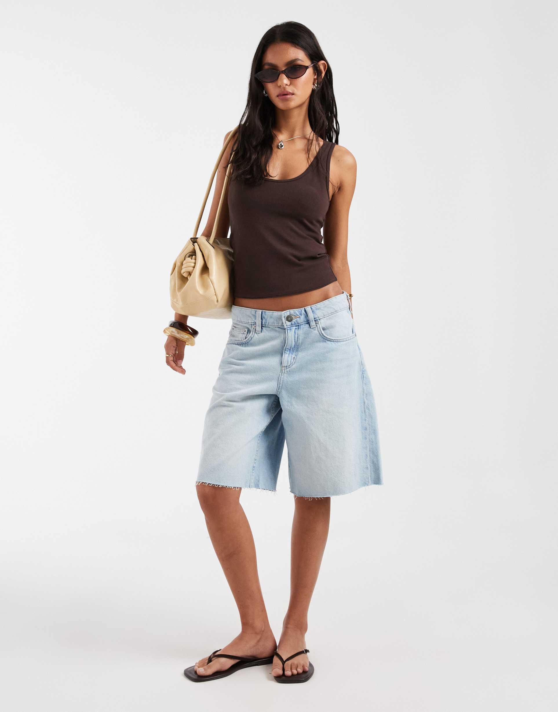 hollister plunge neck tank top in brown