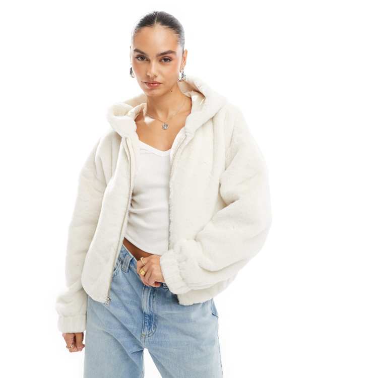 Plush hooded jacket shop
