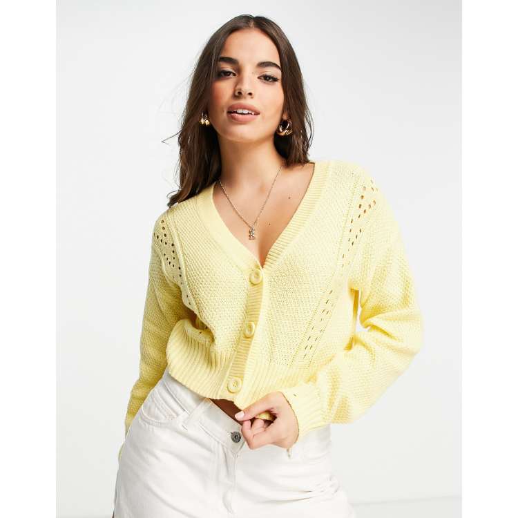 Yellow pointelle cardigan shop