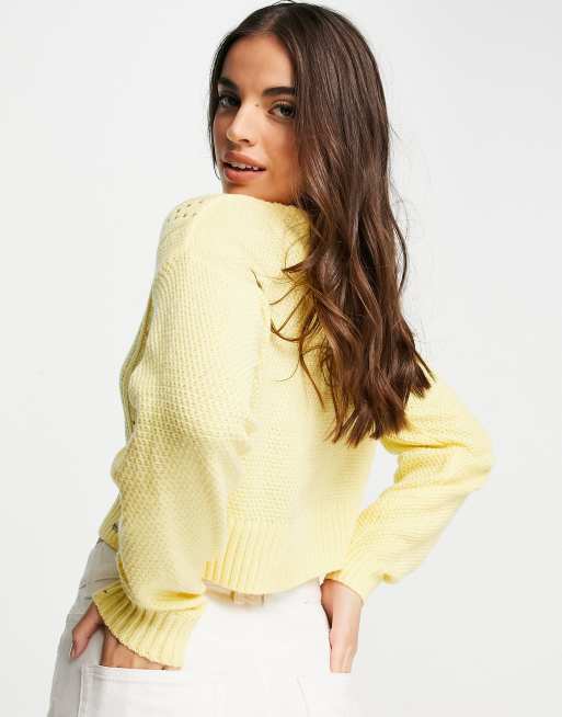 Yellow pointelle cardigan on sale