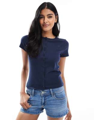 Shop Hollister Pointelle Short Sleeve Cardigan