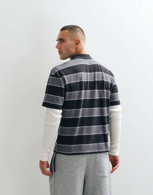 Hollister polo a maniche lunghe 2 in 1 a righe nere, 5 di 5