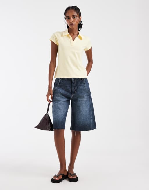Hollister - Polo ajusté à manches courtes style y2k - Jaune, 4 de 4