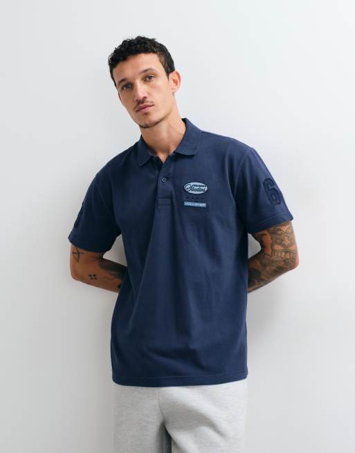 Hollister polo coupe relaxed graphique bleu marine, 3 de 5