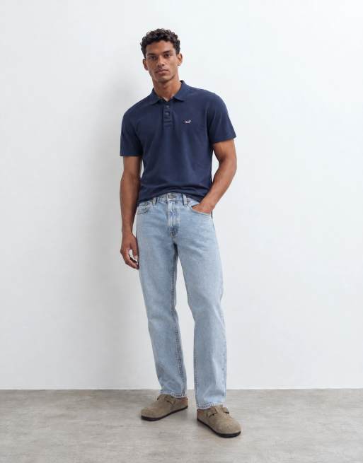 Hollister polo coupe slim à logo icon bleu marine, 6 de 9