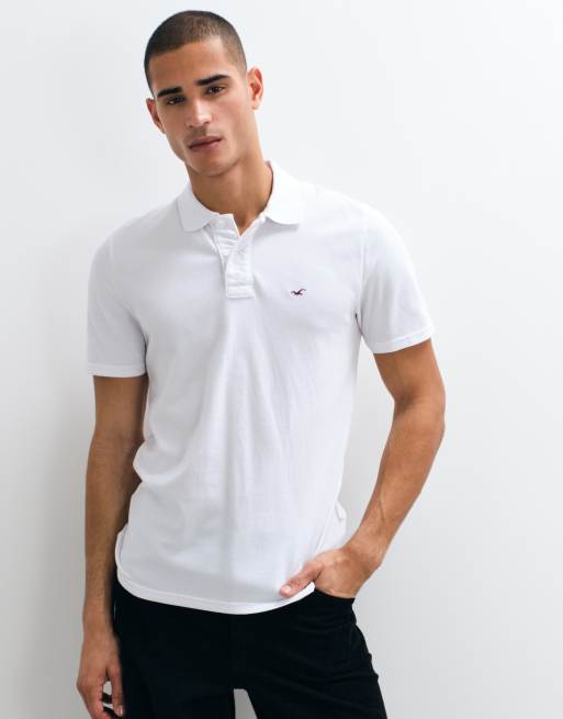 Hollister polo coupe slim à logo iconique en blanc, 2 de 5