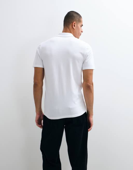 Hollister polo coupe slim à logo iconique en blanc, 3 de 5