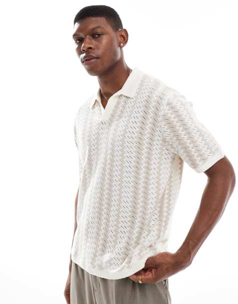 Hollister - Polo en maille à motif et manches courtes - Beige - view 1