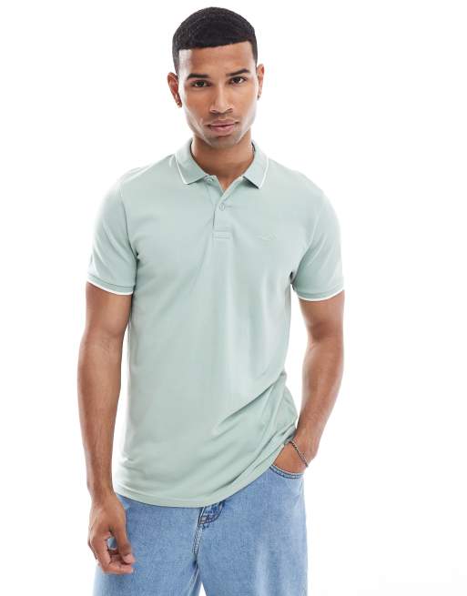 Hollister - Polo en piqué à liserés et logo emblématique - Vert clair