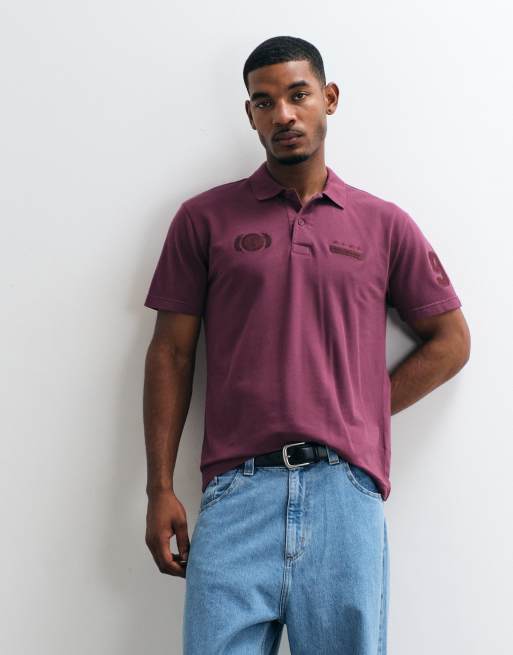Hollister - polo holgado gráfico en burdeos, 1 de 5