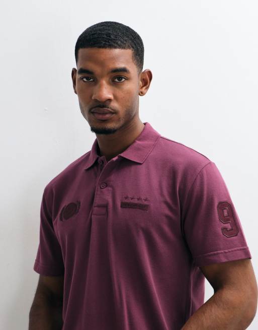 Hollister - polo holgado gráfico en burdeos, 3 de 5
