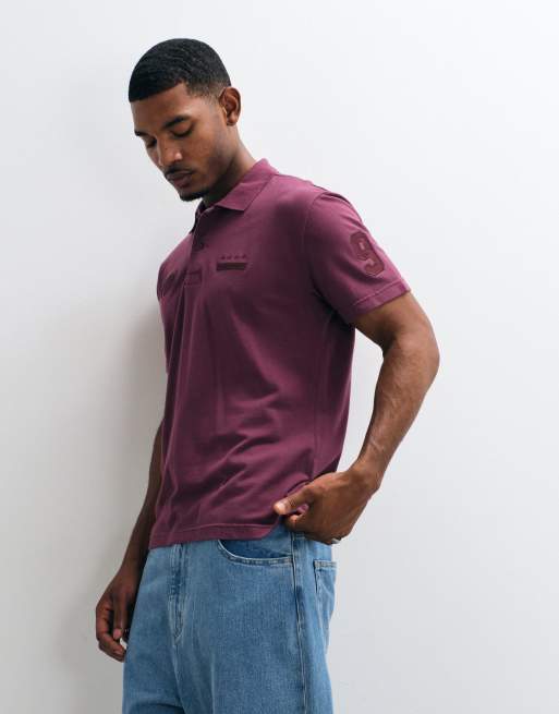 Hollister - polo holgado gráfico en burdeos, 5 de 5
