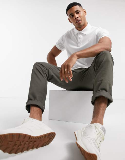 Hollister - Polo in piqué bianco con logo icona , 4 di 4