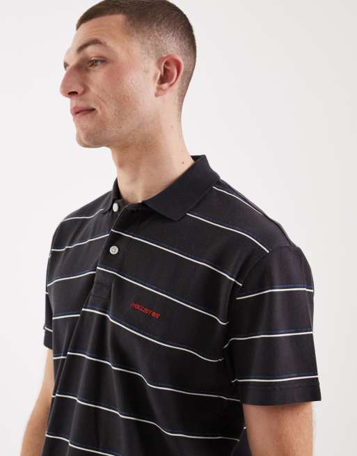 Hollister - Polo manches courtes à rayures - Noir et bleu marine, 4 de 5