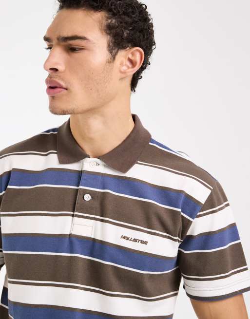 Hollister - Polo manches courtes à rayures - Noir et bleu, 5 de 5