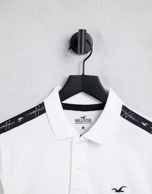 Hollister - Polo met iconisch logo en bies op de mouw in wit, 2 van 4