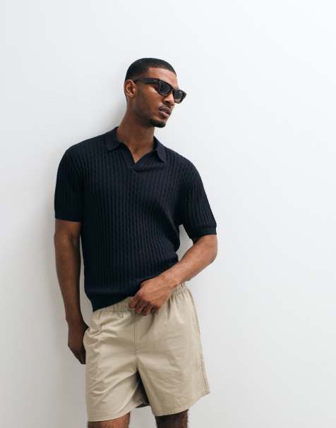 Hollister - Polo negro extragrande de manga corta de punto - view 1