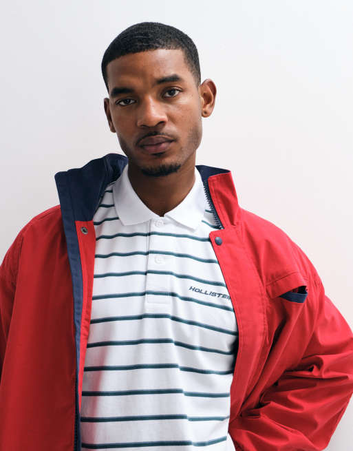 Hollister polo relaxed fit a righe bianche e verdi, 3 di 5