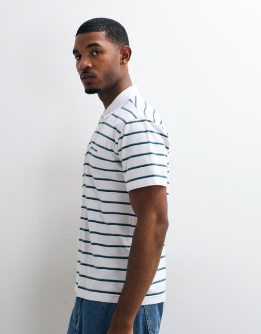 Hollister polo relaxed fit a righe bianche e verdi, 4 di 5