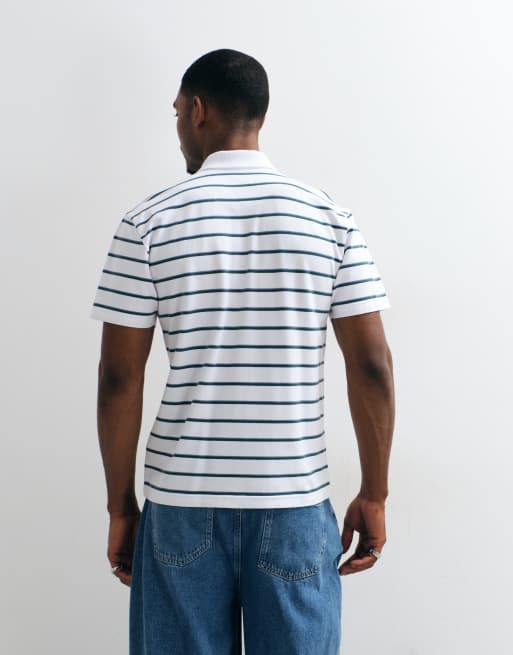 Hollister polo relaxed fit a righe bianche e verdi, 5 di 5