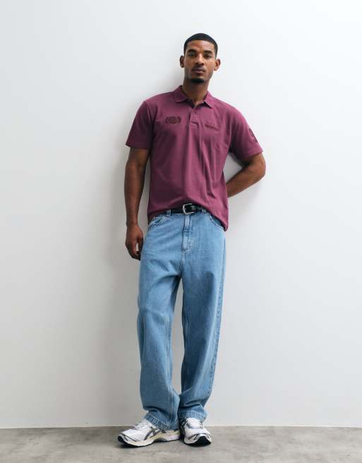 Hollister polo relaxed fit grafica bordeaux, 2 di 5