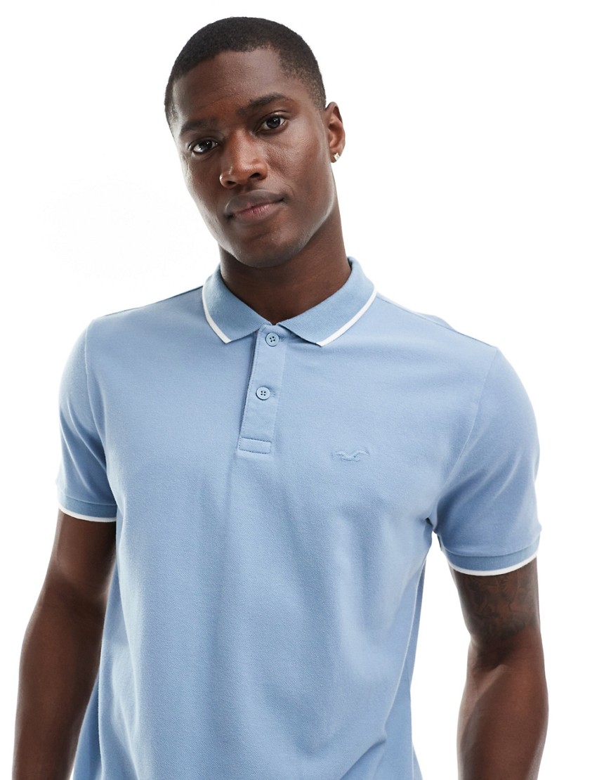 Hollister polo shirt with tipping in blue